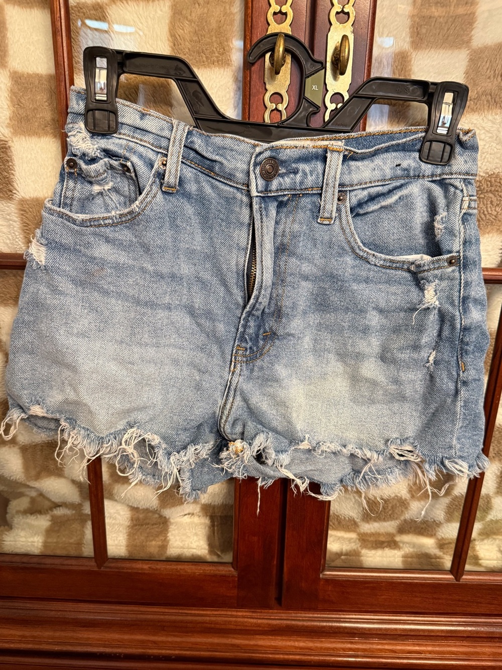 Abercrombie & Fitch Light Blue Distressed Denim Shorts